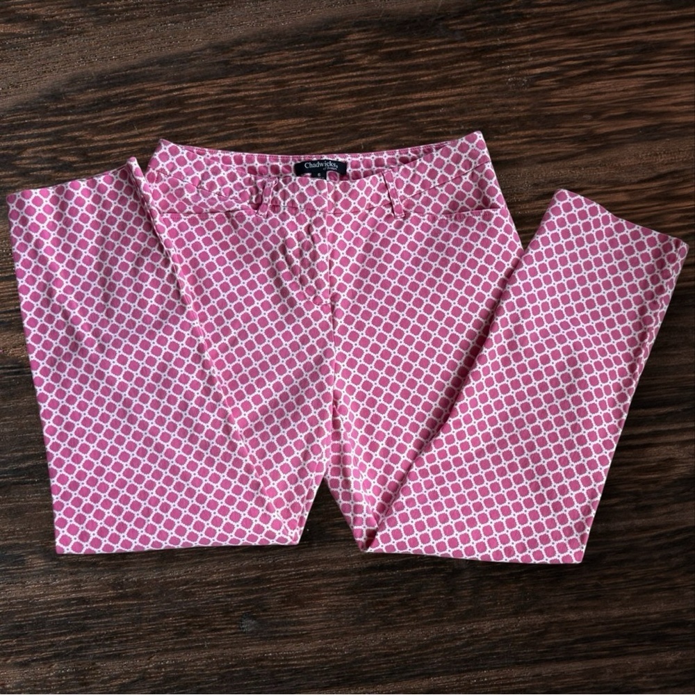 Chadwick’s of Boston Chic Pink and White Geometric Pants